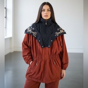 Vintage Bogner Germany Embroidered Western Ski Jacket Rust Orange